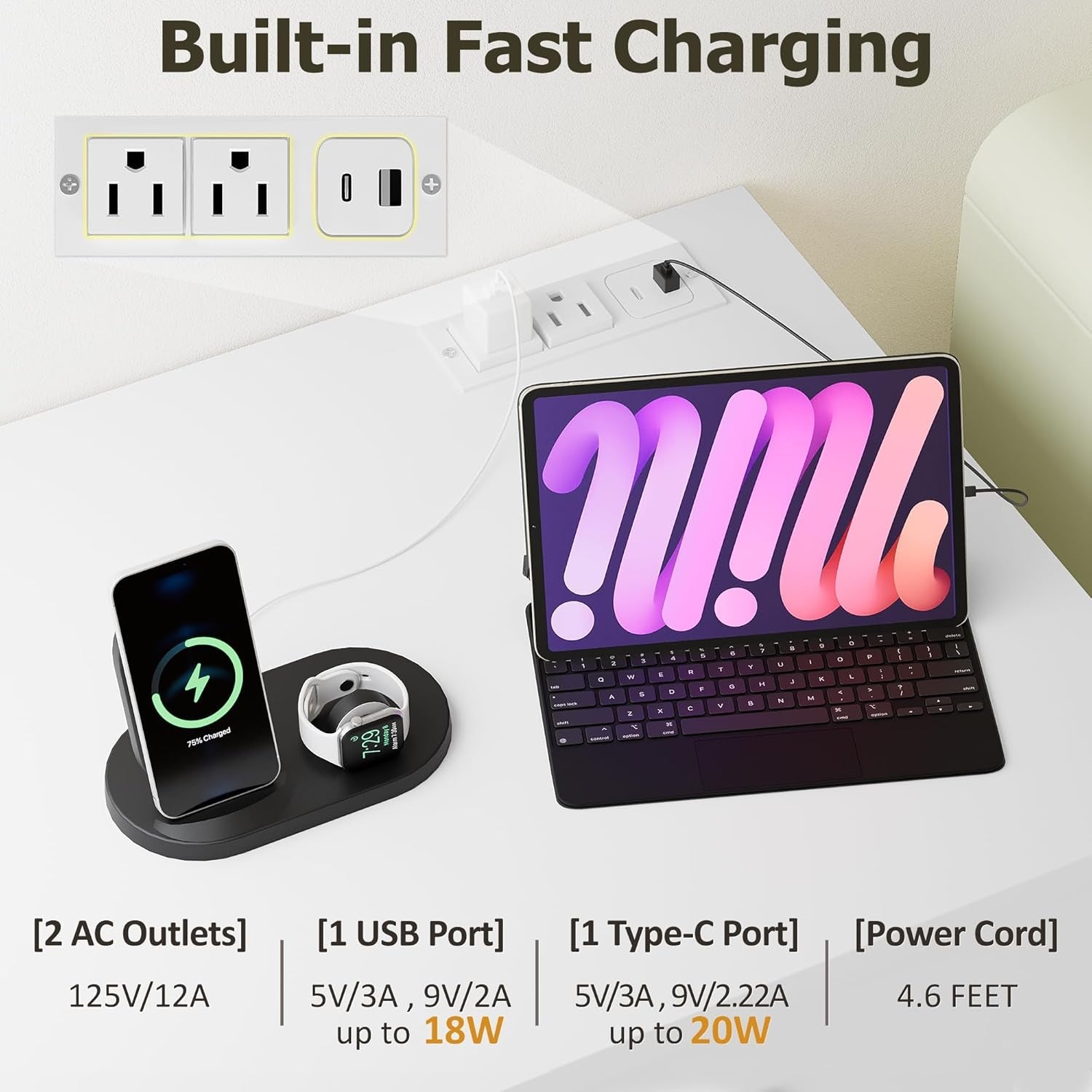 Eggshell WardrobeSystem Six Drawer Dresser With USB Type C Charging-2