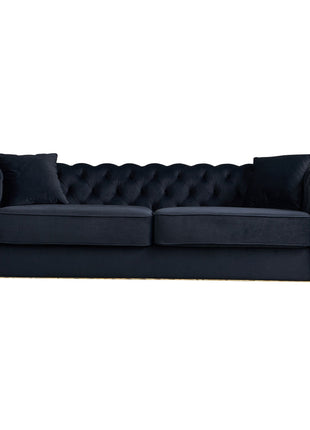 86'' W Luxury Modern Tufted Sofa with 2pcs of toss pillows for Living Room ,Bedroom,Black Color-1