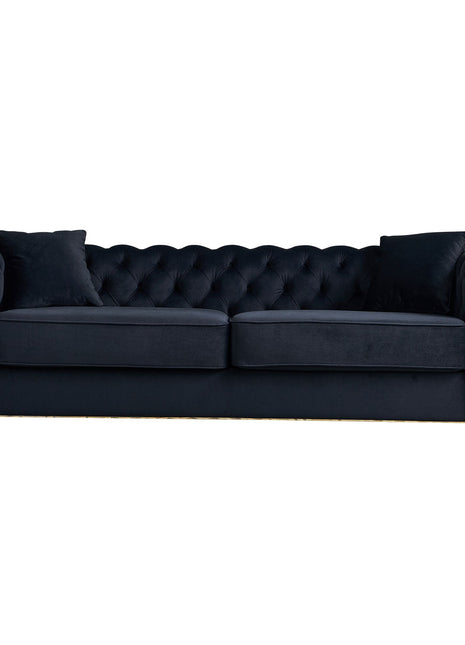86'' W Luxury Modern Tufted Sofa with 2pcs of toss pillows for Living Room ,Bedroom,Black Color-1