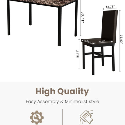 Faux Marble Dining Set, Small Spaces Kitchen, Black-1