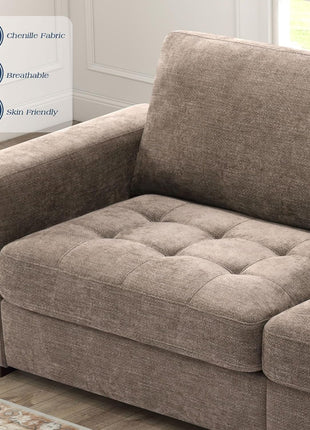 Sofas for Living Room, Chenille Loveseat Couch Set, Small Sofa, 3 Seater Sofa, USB Charging, Removable Sofa Cover,Solid Wood Frame, Easy to Install(89Inch,Brown)-3