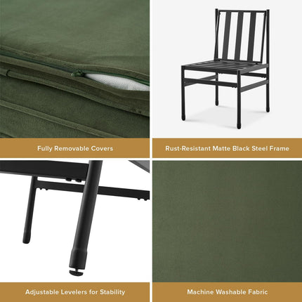 Odelia Dining Chairs, Kitchen Chairs, Dining Room Chairs, Black Dining Chairs, Sturdy Bifma-Certified Rust-Free Metal Frame and Removable Cushion Covers (2, Olive Green Velvet, One Size)-3