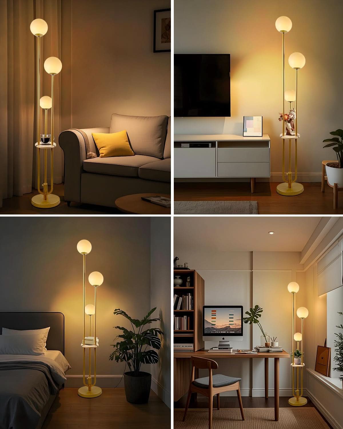 Gold Globe Floor Lamp 63-Inch