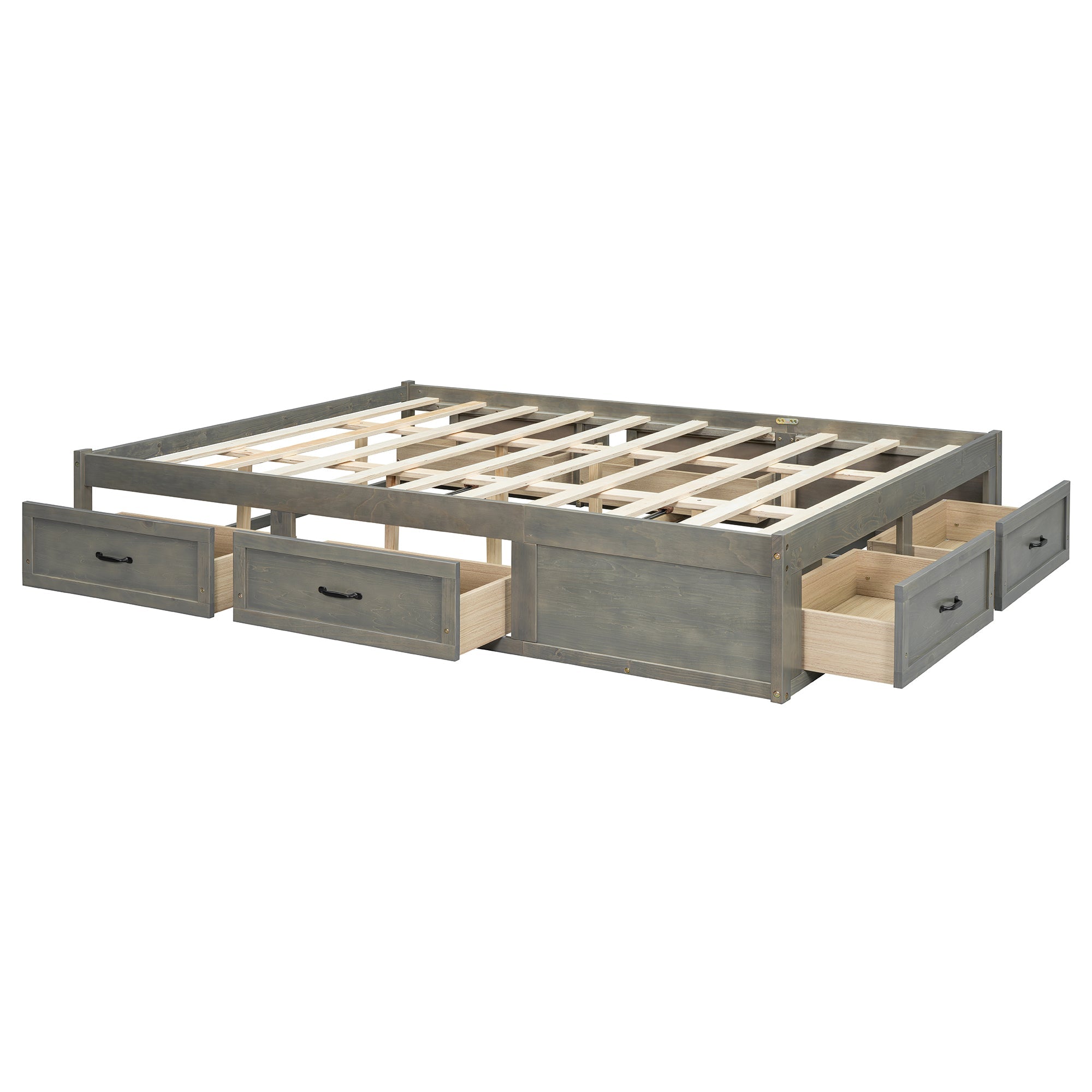 Queen Size Platform Bed with 6 Storage Drawers