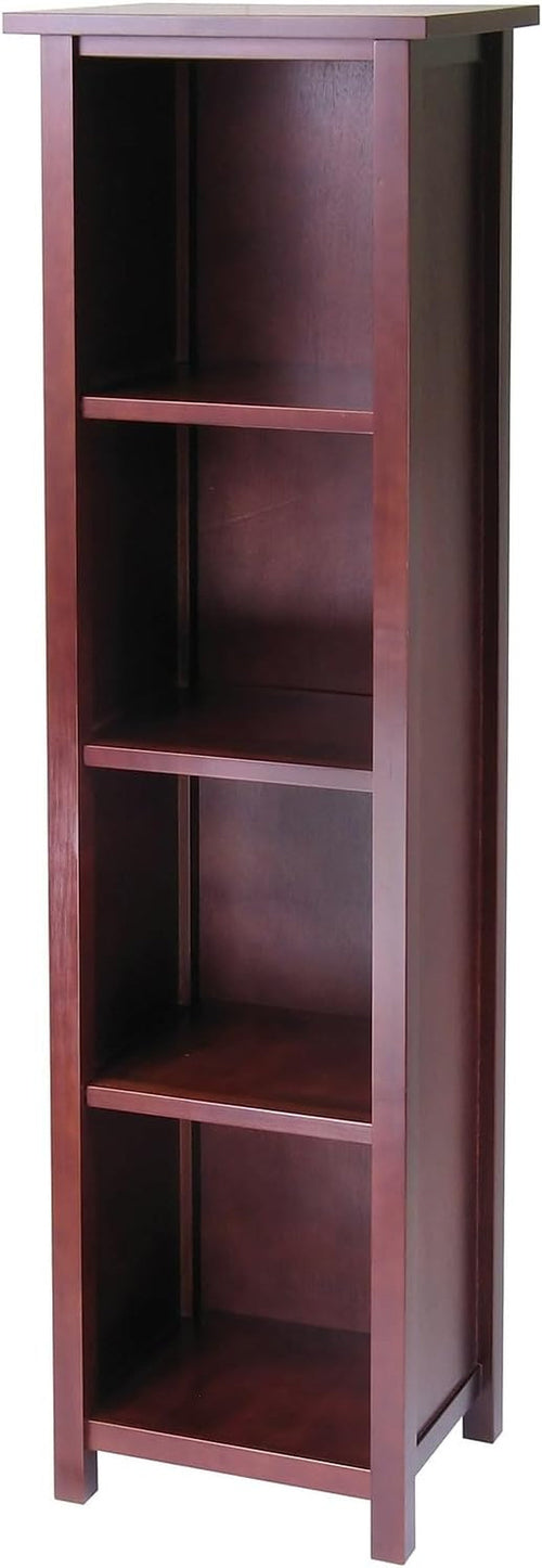Milan Five Tier Storage Shelf Bookcase In Antique Walnut