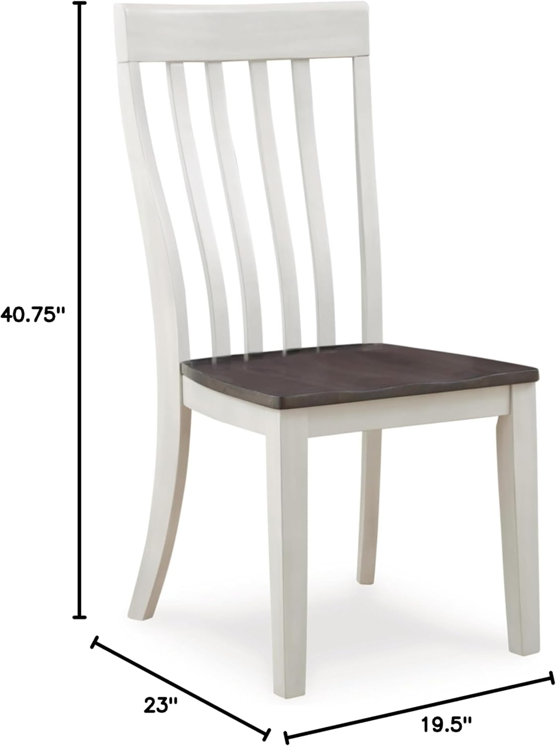 Hardy Haus Armless Dining Chairs Contoured Seating White Gray – Set of 2