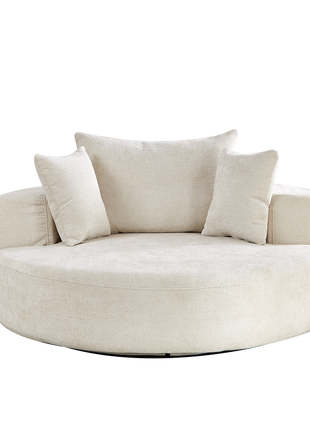 55''L Chenille Foam Single Swivel Chair, Fluffy Modern Sleeper, 360 Degree Swivel Chair for Living Room, Bedroom, Lounge and Projection Room-3
