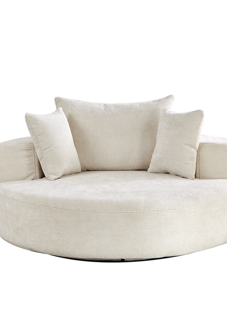 55''L Chenille Foam Single Swivel Chair, Fluffy Modern Sleeper, 360 Degree Swivel Chair for Living Room, Bedroom, Lounge and Projection Room-3