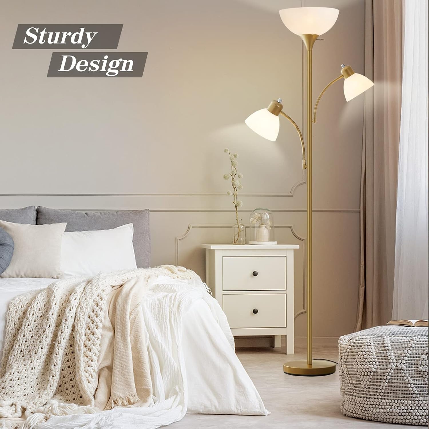 floor Lamp Gold White ReadingLight