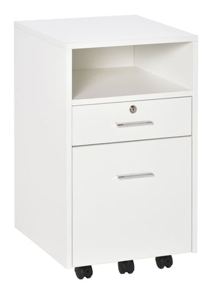 Mobile File Cabinet Lockable Storage Unit Cupboard Home Filing Furniture for Office, Bedroom and Living Room, 39.5x40x60cm, White-0