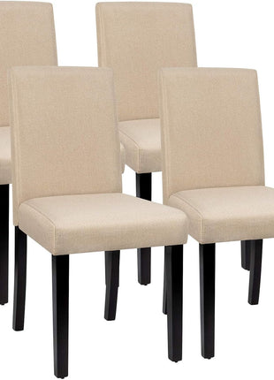 Dining Chairs Urban Style Fabric Parson Chairs Kitchen Living Room Armless Side Chair with Solid Wood Legs Set of 4 (Beige)-0