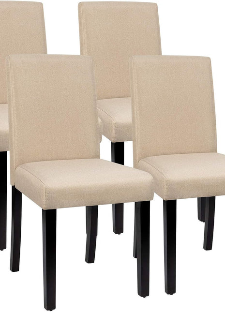 Dining Chairs Urban Style Fabric Parson Chairs Kitchen Living Room Armless Side Chair with Solid Wood Legs Set of 4 (Beige)-0