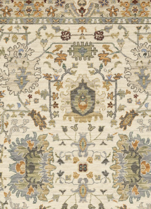 10' X 13' Ivory Oriental Power Loom Stain Resistant Area Rug With Fringe-5
