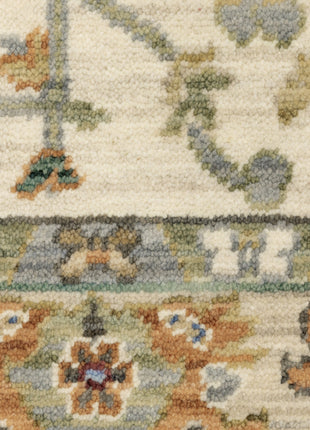 10' X 13' Ivory Oriental Power Loom Stain Resistant Area Rug With Fringe-3
