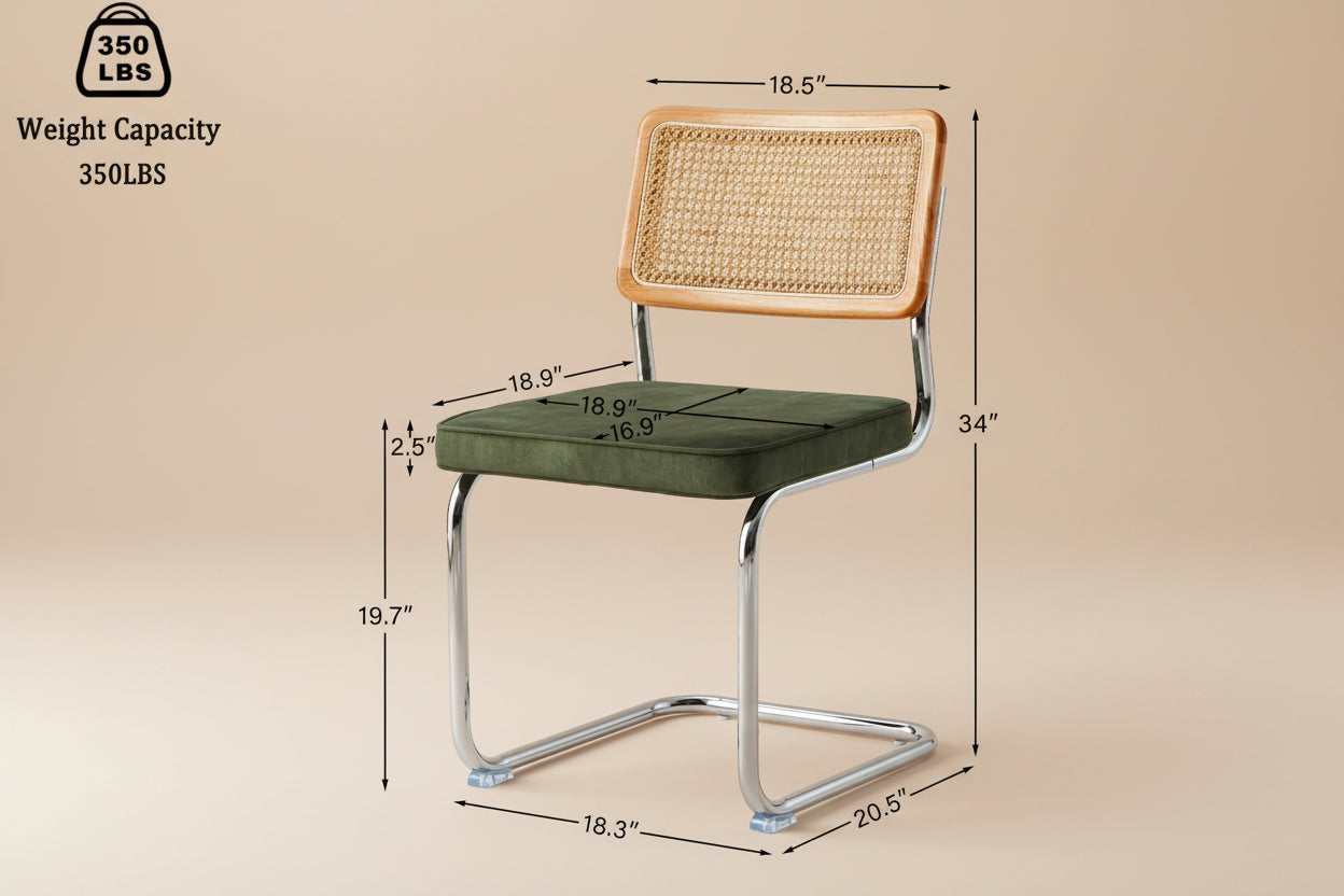 Chair with dimensions and weight capacity on a white background