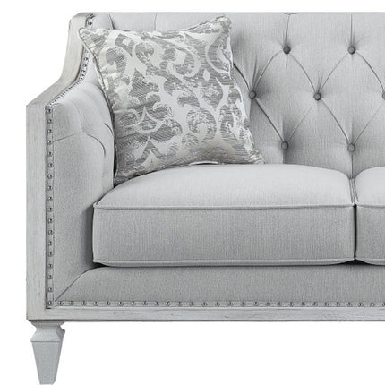 61" Light Gray And Off White Loveseat and Toss Pillows-2