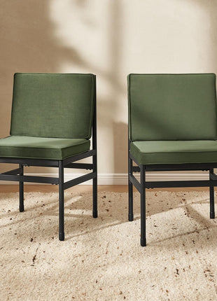 Odelia Dining Chairs, Kitchen Chairs, Dining Room Chairs, Black Dining Chairs, Sturdy Bifma-Certified Rust-Free Metal Frame and Removable Cushion Covers (2, Olive Green Velvet, One Size)-0