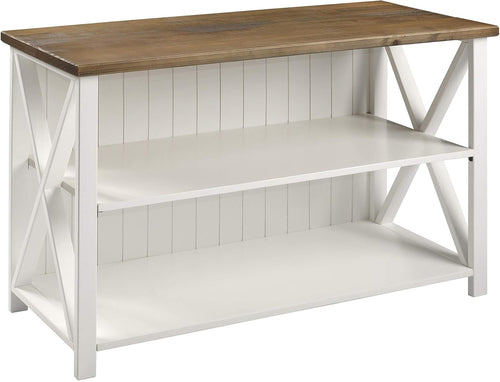 52 Inch White 2 Tier Modern Farmhouse Wood Bookcase Bookshelf for Home