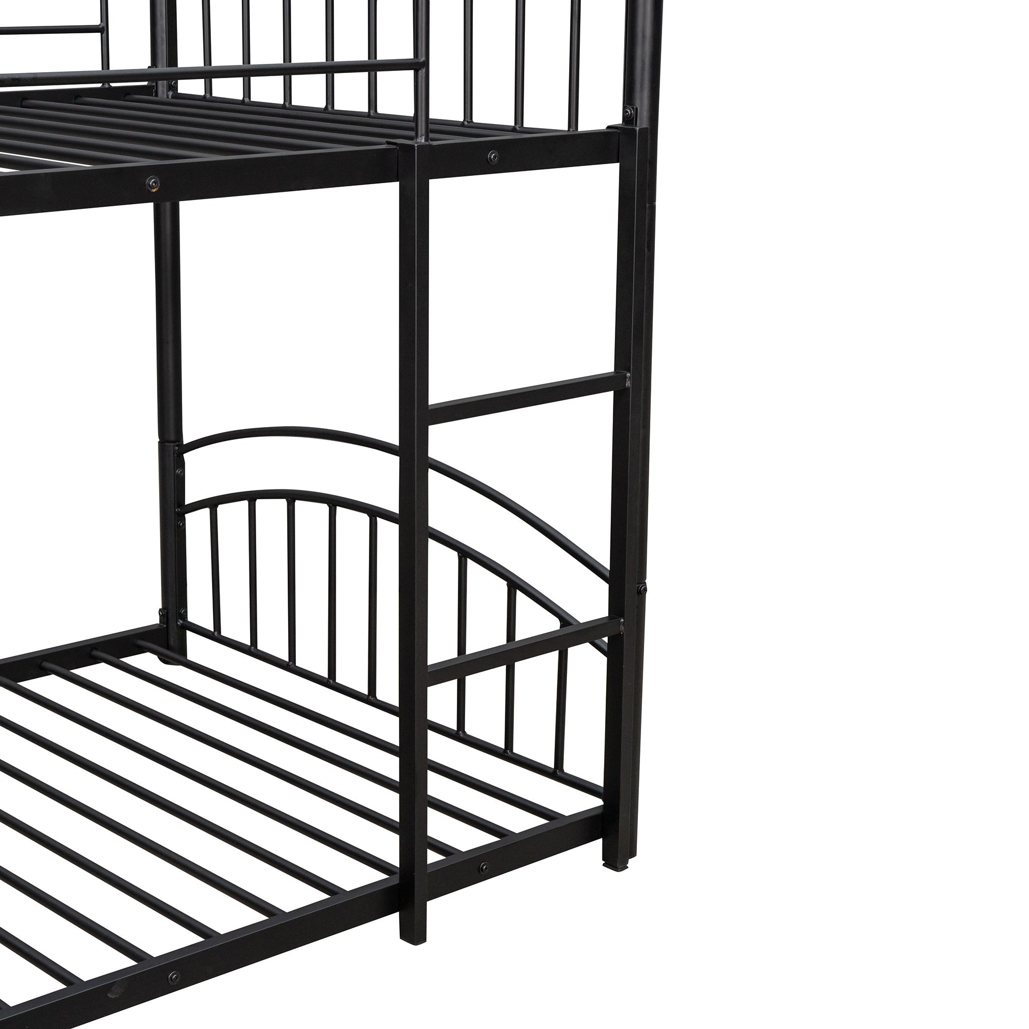 Twin Over Twin Metal Bunk Bed With Slide, Kids House Bed