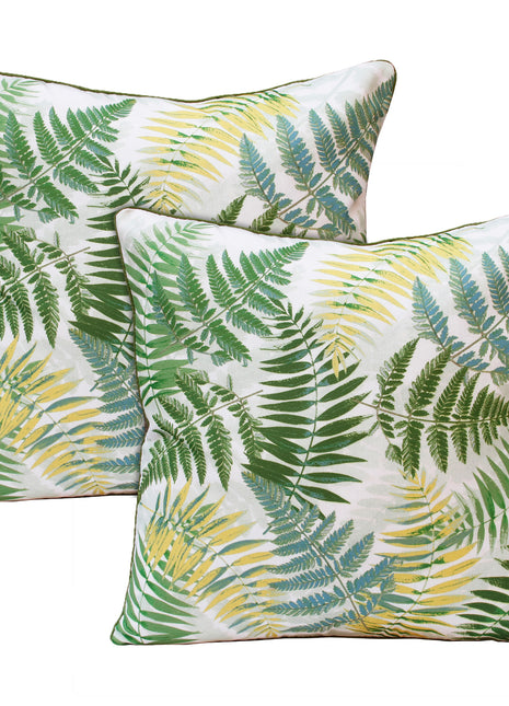 Set of Two 20" Green and Yellow Throw Pillows-1