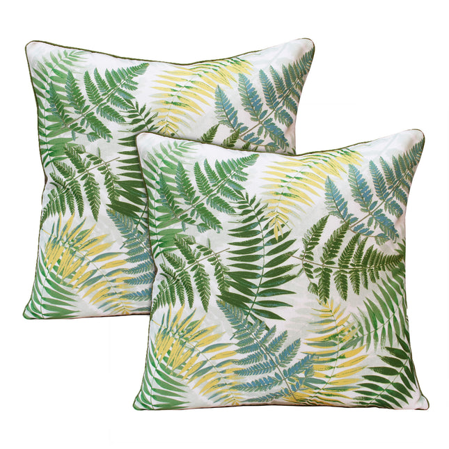 Set of Two 20" Green and Yellow Throw Pillows-1