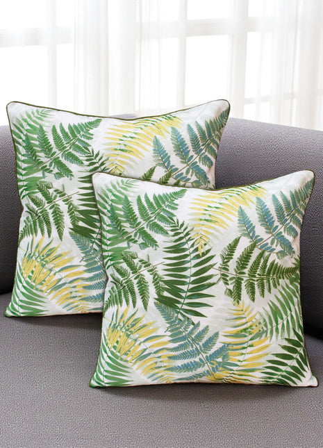 Set of Two 20" Green and Yellow Throw Pillows-0