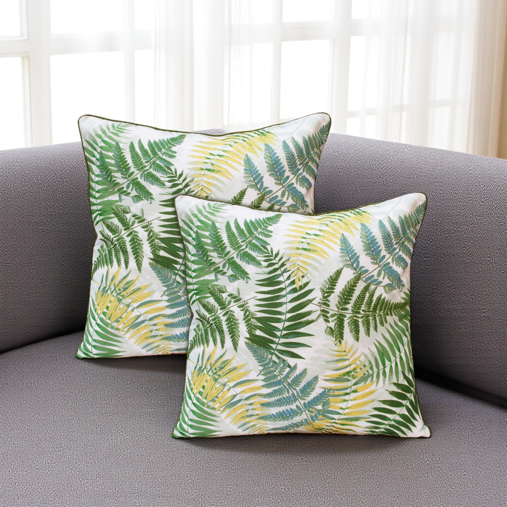Set of Two 20" Green and Yellow Throw Pillows-0
