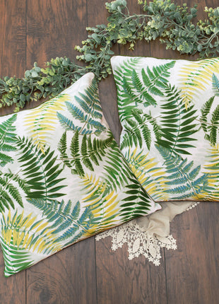 Set of Two 20" Green and Yellow Throw Pillows-7