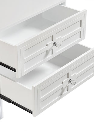 24" White and Clear Wood and Acrylic End Table With Two Drawers-2