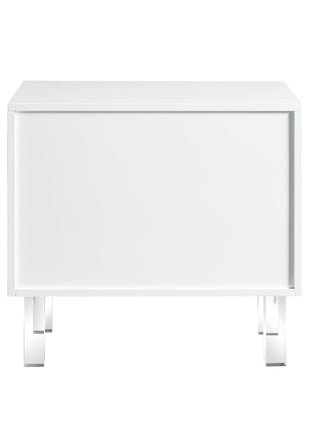 24" White and Clear Wood and Acrylic End Table With Two Drawers-3