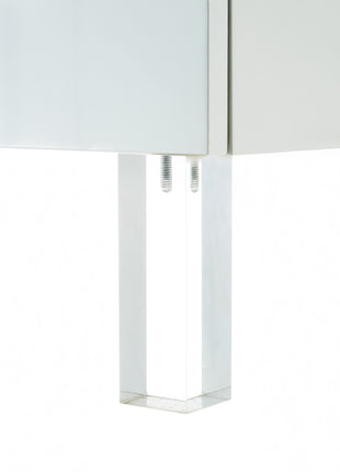 24" White and Clear Wood and Acrylic End Table With Two Drawers-4