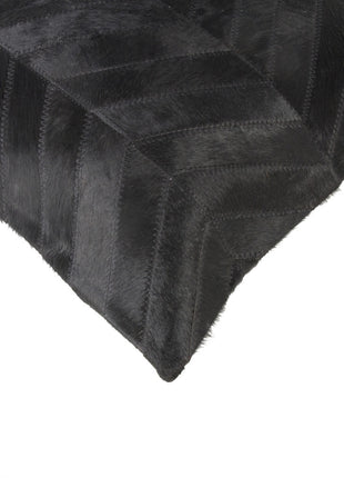 Set of Two 18" Black Chevron Cowhide Throw Pillows-4