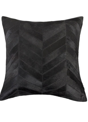 Set of Two 18" Black Chevron Cowhide Throw Pillows-0