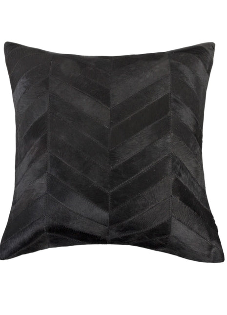 Set of Two 18" Black Chevron Cowhide Throw Pillows-0