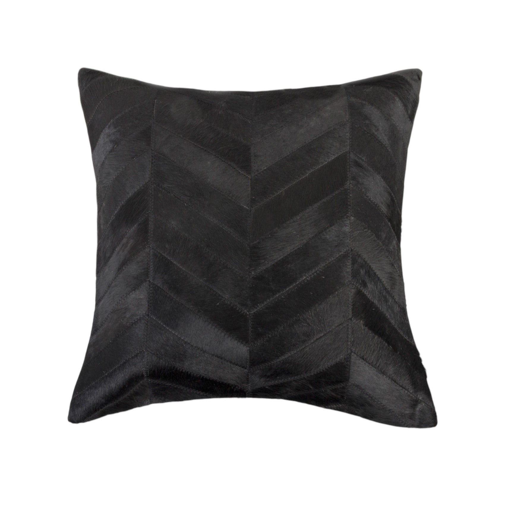 Set of Two 18" Black Chevron Cowhide Throw Pillows-0