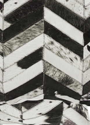 Set of Two 18" Black and Natural Chevron Cowhide Throw Pillows-6