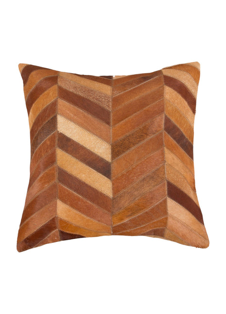 Set of Two 18" Tan Chevron Cowhide Throw Pillows-5