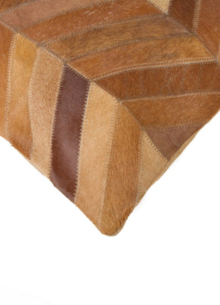 Set of Two 18" Tan Chevron Cowhide Throw Pillows-4
