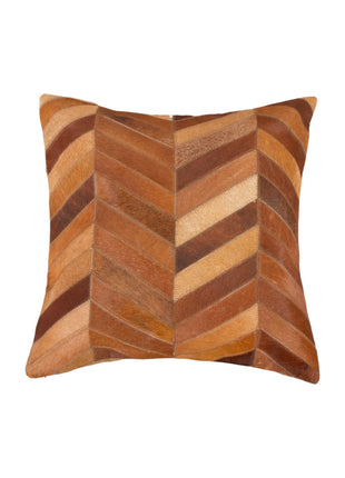 Set of Two 18" Tan Chevron Cowhide Throw Pillows-2