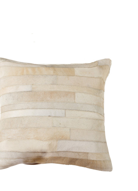 Set of Two 18" Natural Patchwork Cowhide Throw Pillows-6