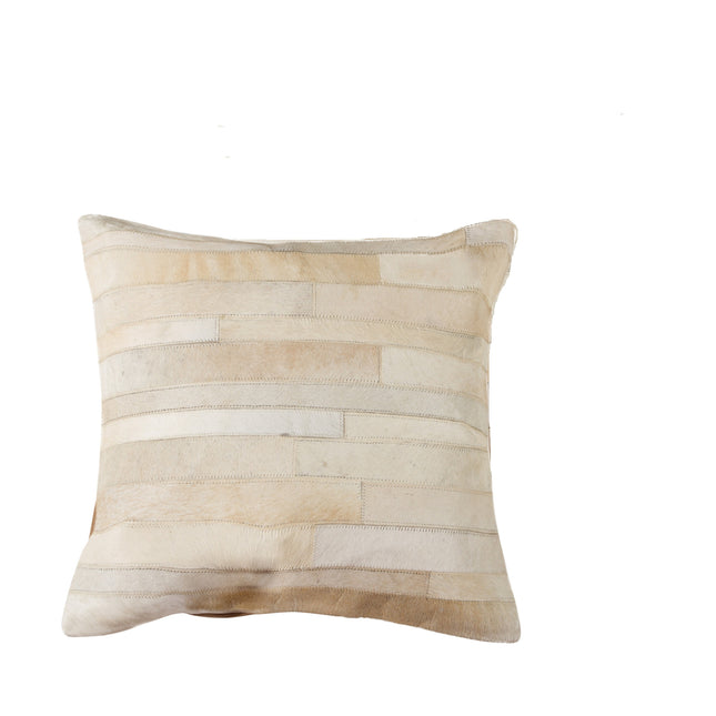 Set of Two 18" Natural Patchwork Cowhide Throw Pillows-6