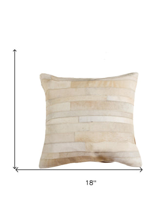 Set of Two 18" Natural Patchwork Cowhide Throw Pillows-7