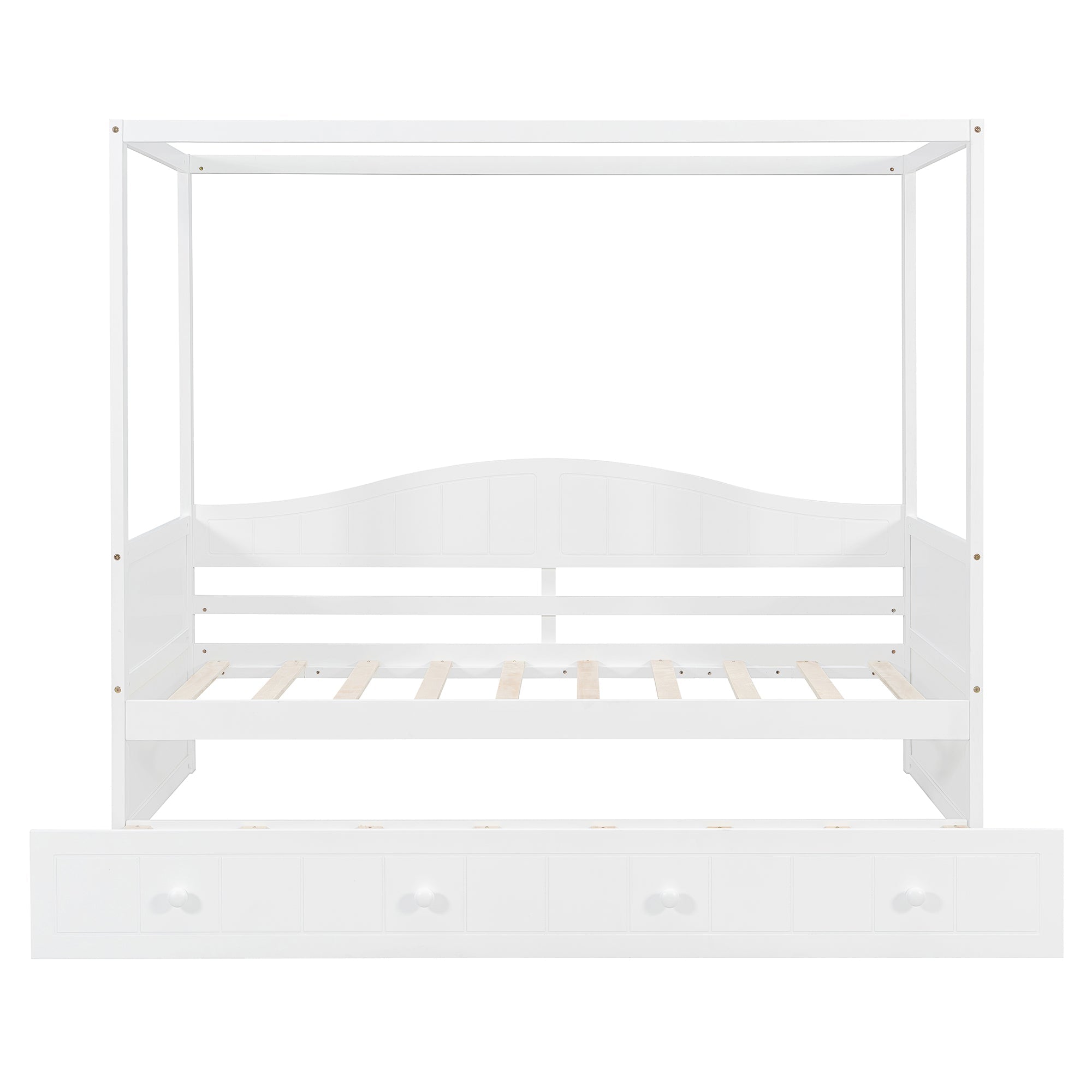 Twin Size Canopy Day Bed with Twin Size Trundle and Underbed Storage