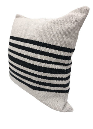 Set of Two Black and White Striped Cotton Throw Pillows