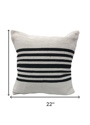Set of Two Black and White Striped Cotton Throw Pillows