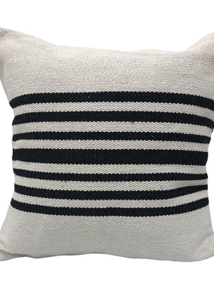 Set of Two Black and White Striped Cotton Throw Pillows