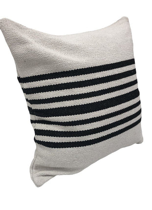 Set of Two Black and White Striped Cotton Throw Pillows