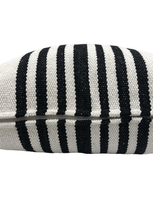 Set of Two Black and White Striped Cotton Throw Pillows