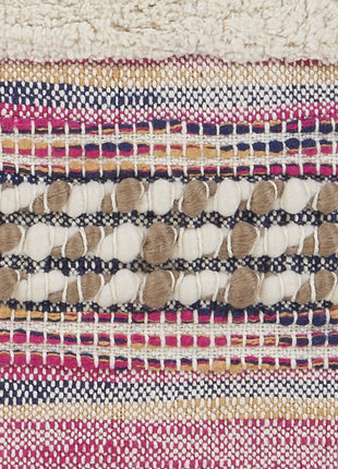 Set of Two Pink Striped Cotton Throw Pillows With Fringe-4