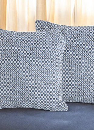 Set of Two Blue Chevron Cotton Throw Pillows-0